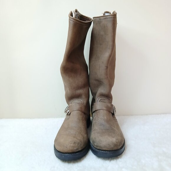 Frye Veronica Slouch Tumbled Leather Buckle Boots - Picture 7 of 10